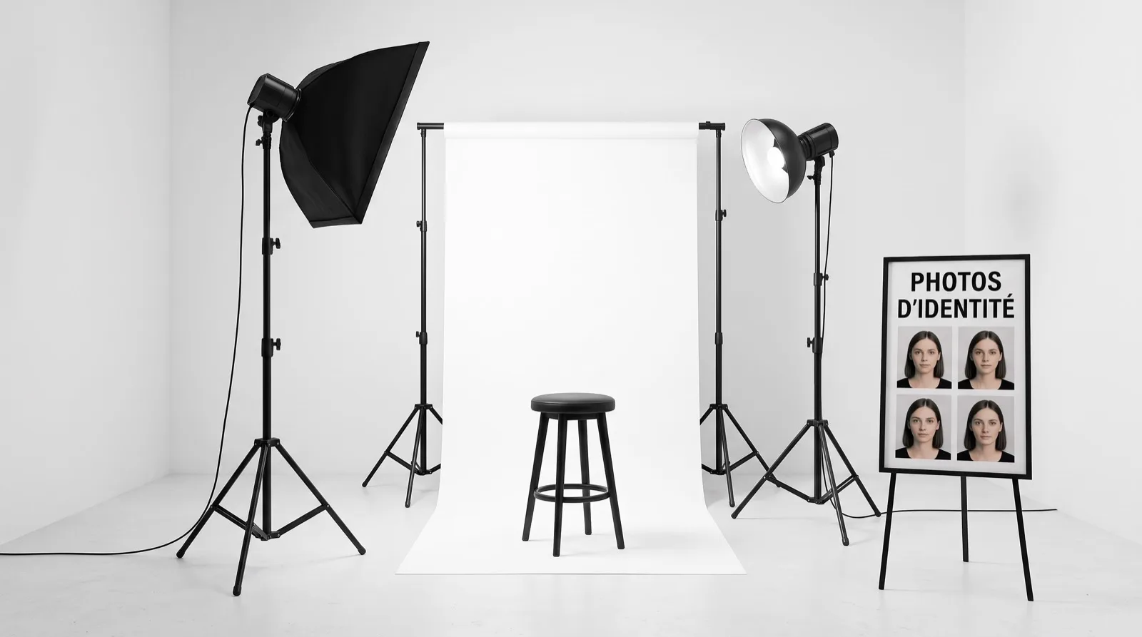 Planche de photos d'identité fond gris clair imprimée en studio